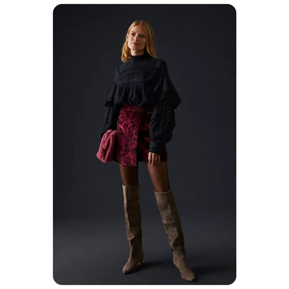 Anthropologie Pilcro Corduroy Floral Mini Skirt sz 10 - Picture 5 of 8